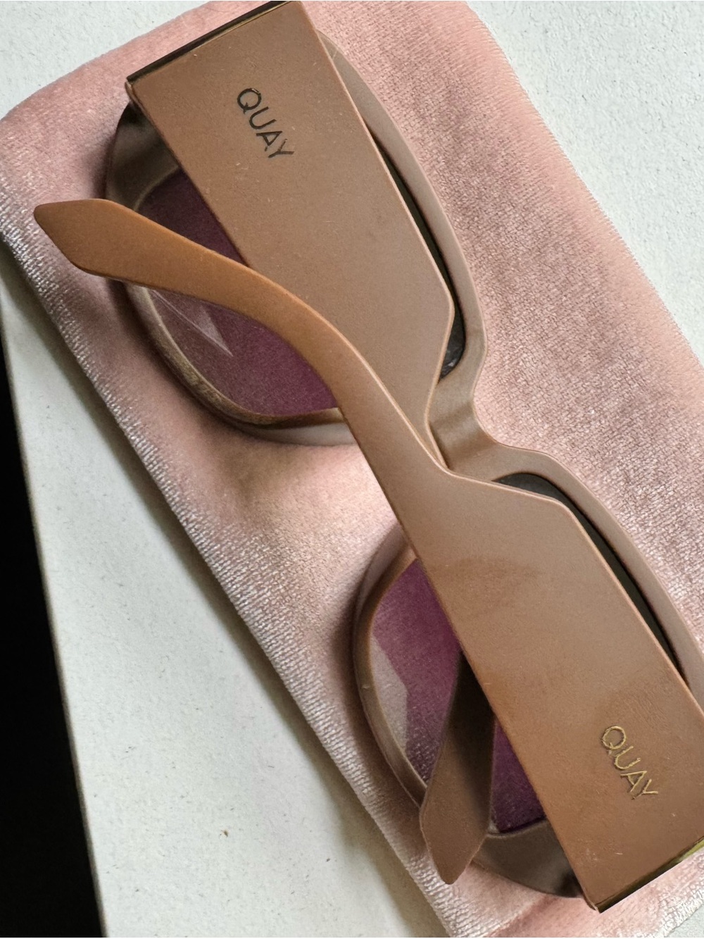 Quay Australia Matte Mauve Square Sunglasses with Pink-Tinted Lenses - Picture 2 of 3